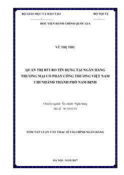 Quản rủi ro tín dụng tại ngân hàng hương mại cổ phần công hương Việt Nam chi nhánh thành phố Nam Định