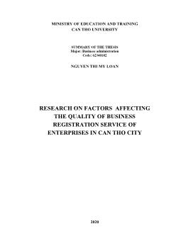 Research on factors affecting the quality of business registration service of enterprises in Can Tho city