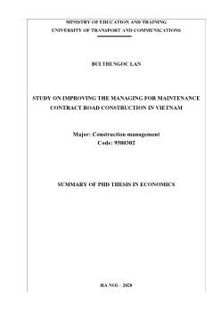 Study on improving the managing for maintenance contract road construction in Vietnam