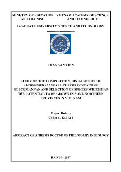 Study on the composition, distribution of amorphophallus spp. tubers containing glucomannan and selection of species which has the potential to be grown in some northern provinces in Vietnam