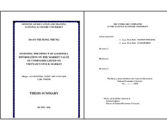 Studying the effect of goodwill information on the market value of companies listed on Vietnam’s stock market