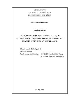 Tác động của hiệp định thương mại tự do asean - Úc - new zealand đến quan hệ thương mại của Việt Nam với úc và new zealand