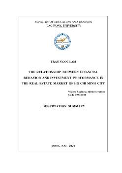 The relationship between financial behavior and investment performance in the real estate market of Ho Chi Minh city