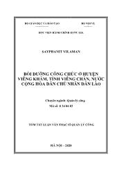 Tóm tắt Luận án Bồi dưỡng công chức ở huyện Viêng Khăm, tỉnh Viêng Chăn, nước cộng hõa dân chủ nhân dân Lào