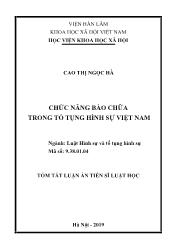 Tóm tắt Luận án Chức năng bào chữa trong tố tụng hình sự Việt Nam
