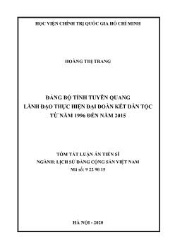 Tóm tắt Luận án Đảng bộ tỉnh Tuyên Quang lãnh đạo thực hiện đại đoàn kết dân tộc từ năm 1996 đến năm 2015