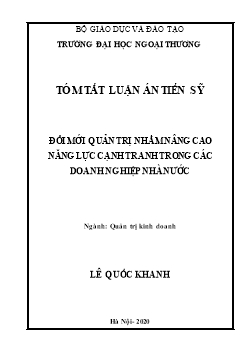 Tóm tắt Luận án Đổi mới quản trị nhằm nâng cao năng lực cạnh tranh trong các doanh nghiệp nhà nước