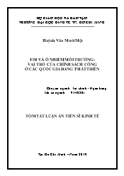 Tóm tắt Luận án Fdi và ô nhiễm môi trường: Vai trò của chính sách công ở các quốc gia đang phát triển