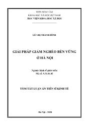 Tóm tắt Luận án Giải pháp giảm nghèo bền vững ở Hà Nội