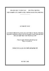 Tóm tắt Luận án Giải pháp thích ứng hàng rào kỹ thuật trong thương mại đối với hàng nông sản xuất khẩu sang thị trường Hoa kỳ khi Việt Nam tham gia tpp