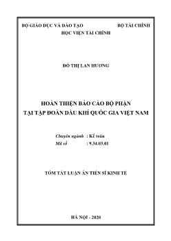 Tóm tắt Luận án Hoàn thiện Báo cáo bộ phận tại tập đoàn dầu khí quốc gia Việt Nam