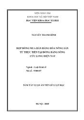 Tóm tắt Luận án Hợp đồng mua bán hàng hóa nông sản từ thực tiễn tại đồng bằng sông Cửu Long hiện nay