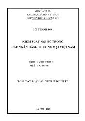 Tóm tắt Luận án Kiểm soát nội bộ trong các ngân hàng thương mại Việt Nam