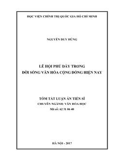 Tóm tắt Luận án Lễ hội Phủ Dầy trong đời sống văn hóa cộng đồng hiện nay