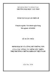 Tóm tắt Luận án Minh bạch và công bố thông tin của các công ty niêm yết trên thị trường chứng khoán Việt Nam