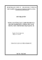 Tóm tắt Luận án Nâng cao năng lực cạnh tranh của doanh nghiệp bưu chính Việt Nam trong tiến trình hội nhập quốc tế