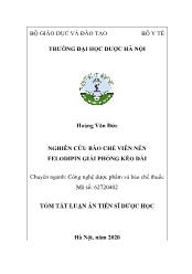 Tóm tắt Luận án Nghiên cứu bào chế viên nén felodipin giải phóng kéo dài