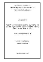 Tóm tắt Luận án Nghiên cứu cải tiến đường nạp động cơ diesel một xilanh 16,5 hp sử dụng trong nông – lâm – ngư nghiệp
