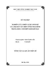 Tóm tắt Luận án Nghiên cứu chiến lược sinh kế của hộ dân ven biển tỉnh Thái Bình trong bối cảnh biến đối khí hậu