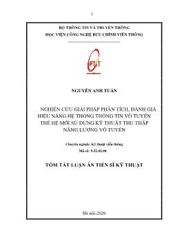 Tóm tắt Luận án Nghiên cứu giải pháp phân tích, đánh giá hiệu năng hệ thống thông tin vô tuyến thế hệ mới sử dụng kỹ thuật thu thập năng lượng vô tuyến