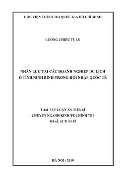 Tóm tắt Luận án Nhân lực tại các doanh nghiệp du lịch ở tỉnh Ninh Bình trong hội nhập quốc tế