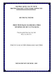 Tóm tắt Luận án Phân tích mạng xã hội dựa theo mô hình chủ đề và ứng dụng