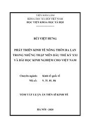 Tóm tắt Luận án Phát triển kinh tế nông thôn Ba Lan trong những thập niên đầu thế kỷ XXI và bài học kinh nghiệm cho Việt Nam