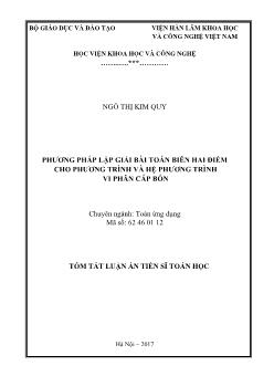 Tóm tắt Luận án Phương pháp lặp giải bài toán biên hai điểm cho phương trình và hệ phương trình vi phân cấp bốn