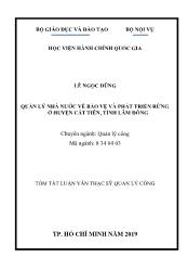 Tóm tắt Luận án Quản lý nhà nước về bảo vệ và phát triển rừng ở huyện Cát Tiên, tỉnh Lâm Đồng