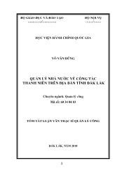 Tóm tắt Luận án Quản lý nhà nước về công tác thanh niên trên địa bàn tỉnh Đắk Lắk