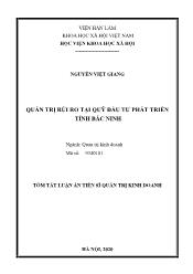 Tóm tắt Luận án Quản trị rủi ro tại quỹ đầu tư phát triển tỉnh Bắc Ninh