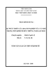 Tóm tắt Luận án Sự phát triển của doanh nghiệp vừa và nhỏ trong nền kinh tế đức những năm gần đây