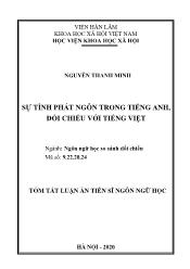 Tóm tắt Luận án Sự tình phát ngôn trong Tiếng Anh, đối chiếu với Tiếng Việt