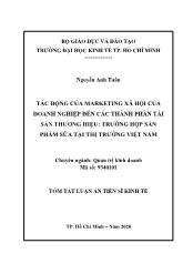 Tóm tắt Luận án Tác động của marketing xã hội của doanh nghiệp đến các thành phần tài sản thương hiệu: Trường hợp sản phẩm sữa tại thị trường Việt Nam