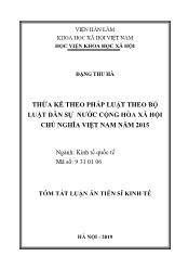 Tóm tắt Luận án Thừa kế theo pháp luật theo bộ luật dân sự nước cộng hòa xã hội chủ nghĩa Việt Nam năm 2015