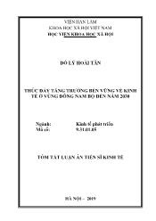 Tóm tắt Luận án Thúc đẩy tăng trưởng bền vững về kinh tế ở vùng Đông Nam Bộ đến năm 2030