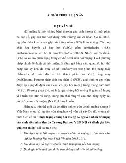 Tóm tắt Luận án Thực trạng chứng hôi miệng có nguyên nhân từ miệng của sinh viên năm thứ ba Trường Đại học Y Hà Nội và đánh giá hiệu quả can thiệp