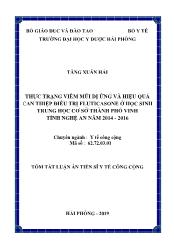 Tóm tắt Luận án Thực trạng viêm mũi dị ứng và hiệu quả can thiệp điều trị fluticasone ở hoc sinh trung hoc cơ sở thành phố Vinh tỉnh Nghệ An năm 2014 - 2016