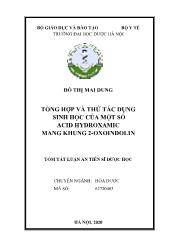 Tóm tắt Luận án Tổng hợp và thử tác dụng sinh học của một số acid hydroxamic mang khung 2 - Oxoindolin