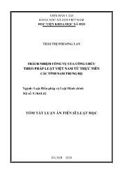 Tóm tắt Luận án Trách nhiệm công vụ của công chức theo pháp luật Việt Nam từ thực tiễn các tỉnh Nam Trung Bộ