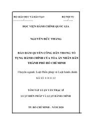 Tóm tắt Luận văn Bảo đảm quyền công dân trong tố tụng hành chính của tòa án nhân dân thành phố Hồ Chí Minh