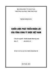 Tóm tắt Luận văn Chiến lược phát triển nhân lực của tổng công ty dược Việt Nam