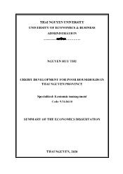 Tóm tắt Luận văn Credit development for poor households in Thai Nguyen province
