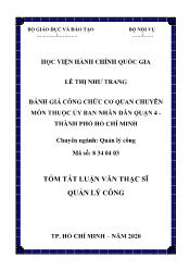 Tóm tắt Luận văn Đánh giá công chức cơ quan chuyên môn thuộc ủy ban nhân dân quận 4 - Thành phố Hồ Chí Minh