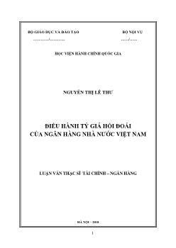 Tóm tắt Luận văn Điều hành tỷ giá hối đoái của ngân hàng nhà nước Việt Nam
