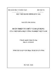 Tóm tắt Luận văn Hoàn thiện tổ chức và hoạt động của viện hóa học công nghiệp Việt Nam