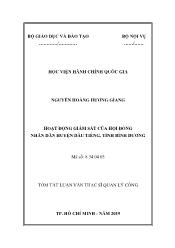Tóm tắt Luận văn Hoạt động giám sát của hội đồng nhân dân huyện Dầu Tiếng, tỉnh Bình Dương