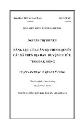 Tóm tắt Luận văn Năng lực của cán bộ chính quyền cấp xã trên địa bàn huyện Cư jút, tỉnh Đăk Nông