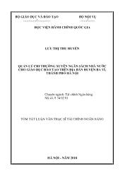Tóm tắt Luận văn Quản lý chi thường xuyên ngân sách nhà nước cho giáo dục đào tạo trên địa bàn huyện Ba Vì, thành phố Hà Nội