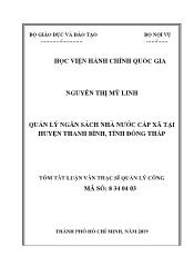Tóm tắt Luận văn Quản lý ngân sách nhà nước cấp xã tại huyện Thanh Bình, tỉnh Đồng Tháp